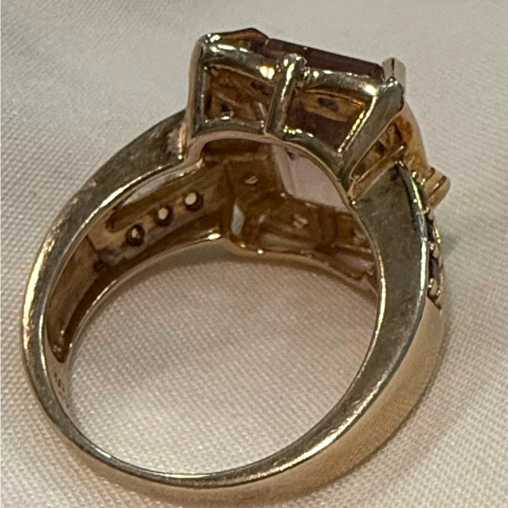 Ametrine vintage ring size 7.75-8? sterling silver w/ gold layer over 925 Estate - Picture 11 of 14